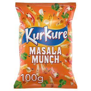 Kurkure Masala Munch crisp snacks 100g, imported from the UK