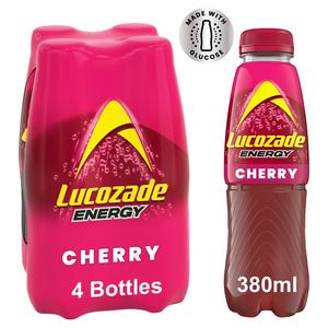 Lucozade Energy Cherry, paquete de 4 botellas de 380 ml.