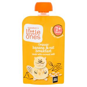 Sainsburys Sainsbury's Little Ones Organic Banana Oat Breakfast 7+ Months 100g Pouch- Buy online at McGrocer