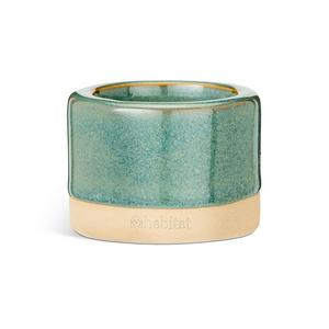 Porte-bougie chauffe-plat en céramique Habitat, glaçure verte, hauteur 5 cm
