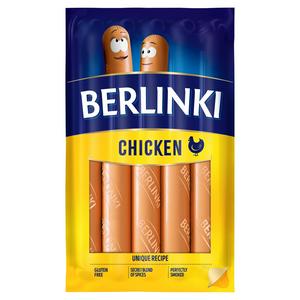Morliny Berlinki Hähnchen Hot Dogs 250g, importiert aus Großbritannien