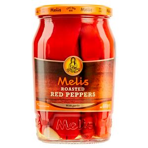 Melis roasted red peppers with garlic 680g, imported from the UK