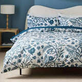 Embossed Foliage Pattern Bedding Set in White and Blue, Made from 100% Polyester Percale