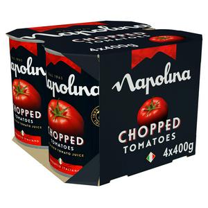 Napolina chopped tomatoes 4x400g, imported from the UK