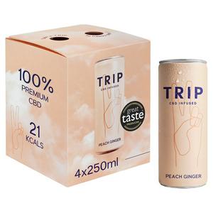 Trip Pfirsich Ingwer CBD-Getränk 4x250ml (britische Marke)