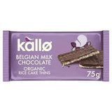 Kallo Belgian Milk Chocolate Organic Rice Cake Thins 75g
