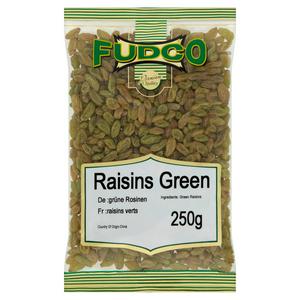 Fudco Green Raisins 250g dried fruit snack - British product.