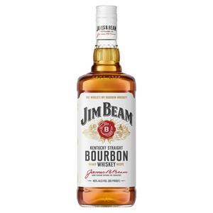 Jim Beam Kentucky Straight Bourbon Whiskey Glass Bottle 1L, UK version