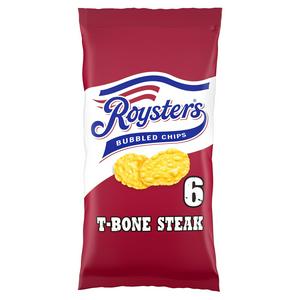 Roysters T-Bone Steak crisps multipack x6, imported from the UK