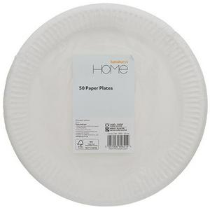 Sainsbury's Home Lot de 50 Assiettes en papier - Blanc