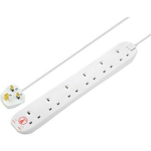 Sainsburys Masterplug 6 Socket Extension Lead Surge Protection White 2m- Buy online at McGrocer