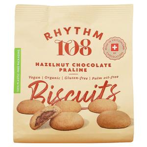 Rhythm Vegan Hazelnut Chocolate Biscuit Share Bag 135g, imported from the UK