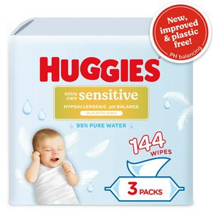 Huggies Pure Extra Care Sensitive baby wipes 144 pack, UK version