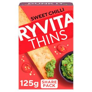 Sainsburys Ryvita Thins Sweet Chilli Flatbread Crackers 125g- Buy online at McGrocer