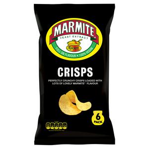 Marmite yeast extract potato crisps 6x25g pack, imported from the UK