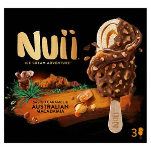 Nuii Crème glacée au caramel salé et aux noix de macadamia australiennes, 3 pots de 90 ml