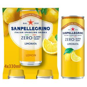 San Pellegrino Sparkling Lemonade Zero 4 x 330ml (British brand)