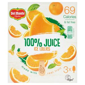 Del Monte 100% Orange Lollies 3x75ml - Britisches Produkt