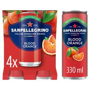 San Pellegrino Blood Orange Sparkling Drink 4 x 330ml cans (British brand)