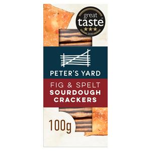 Peter's Yard fig sourdough crackers 100g, imported from the UK