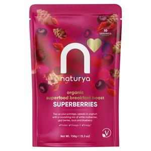 Naturya Superfood Breakfast Boost Superberries Fruit and Seed Mix 150g, imported from the UK
