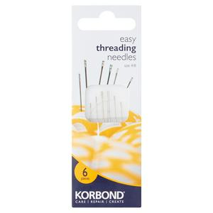 Korbond Easy Threading Needles Size 4/8 6 Pieces, imported from the UK
