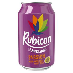 Rubicon Sparkling Passion Fruit 330ml, imported from the UK