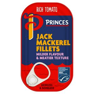 Princes Jack Mackerel Fillets Rich Tomato 125g imported from the UK