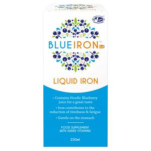 Blueiron Iron Liquid Supplement Nordic Blueberry 250ml - British product