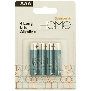 Sainsbury's Extra Long Life AAA batteries 4 pack (British brand)