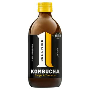 One Living Organic Kombucha Ginger & Turmeric 330ml, imported from the UK