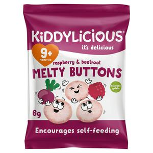 Kiddylicious raspberry beetroot melty buttons baby snacks 6g, UK version
