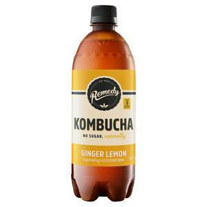 Remedy Kombucha ginger lemon bottle 700ml, imported from the UK