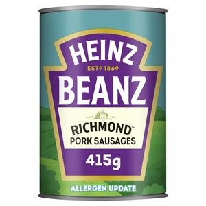 Alubias al horno Heinz y salchichas de cerdo Richmond 415 g enlatadas