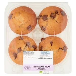 Sainsbury's chocolate chip muffins pack of 4 (British brand)