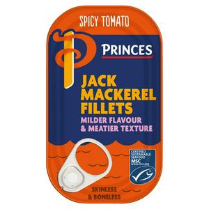 Princes Spicy Tomato Jack Mackerel Fillets 125g, imported from the UK