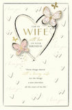 Gibson For My Wife birthday card butterflies hearts design 19.4 x 29.5cm, UK version