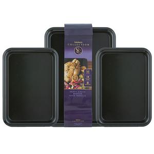Sainsburys Sainsbury's Home 3pc Collection Oven Tray Set Black Medium- Buy online at McGrocer
