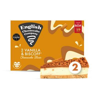English Cheesecake Company Vanille und Biscoff Cheesecake Slices Packung 180g