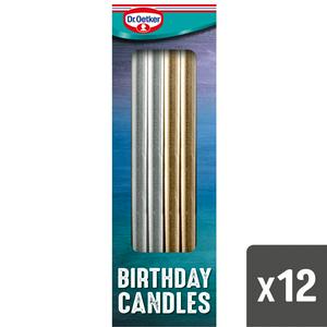 Sainsburys Dr. Oetker Metallic Birthday Candles Rainbow x12 - Candles- Buy online at McGrocer