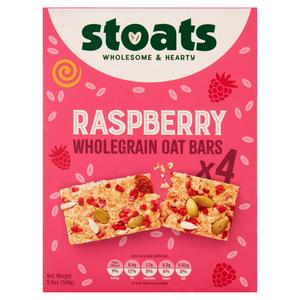 Stoats raspberry honey porridge oat bars 4x42g (British brand)