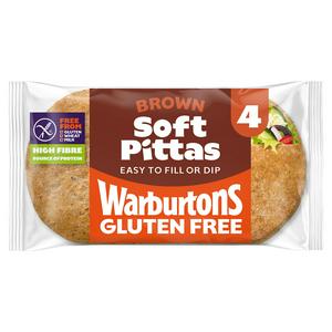 Warburtons Gluten Free brown soft pitta breads 4 pack (British brand)