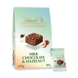 Lindt Choco Wafer Milk Chocolate Hazelnut 135g, imported from the UK