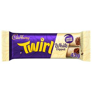 Cadbury Twirl White Dipped Chocolate Bar 43g - British product
