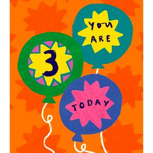 Sainsbury's 3rd Birthday Greeting Card 15.9 x 18.4cm (British brand)