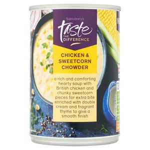 Sainsbury's Taste the Difference Chicken Sweetcorn Chowder Tinned Soup 380g