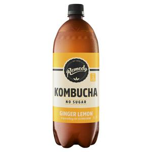 Remedy Ginger Lemon Kombucha 1L, imported from the UK