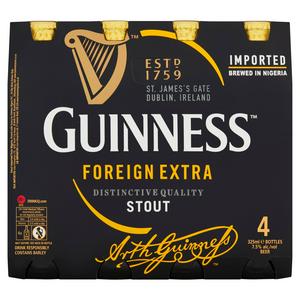 Guinness Foreign Extra Stout 4 pack 325ml bottles, UK version