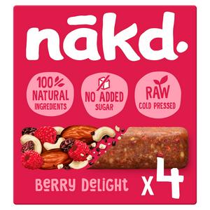 Nakd Berry Delight Fruit and Nut Bars 4x35g, imported from the UK