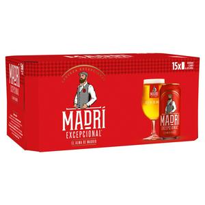 Madri Excepcional lager pack 15 x 440ml, imported from the UK